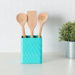 Load image into Gallery viewer, Home Basics Tin Utensil Holder, Turquoise $4.00 EACH, CASE PACK OF 12
