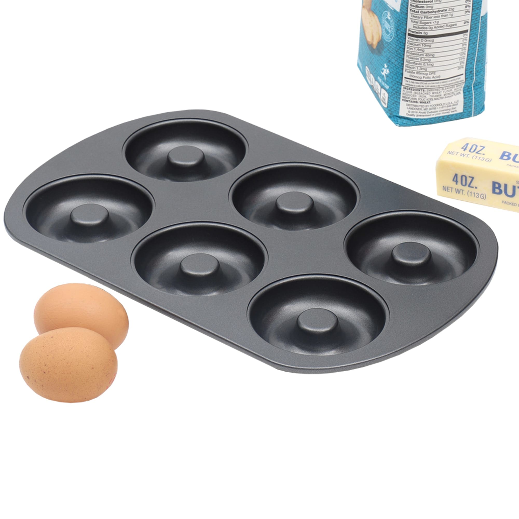 Home Basics 6-Cup Non-Stick Donut Pan, Black $6.50 EACH, CASE PACK OF 12
