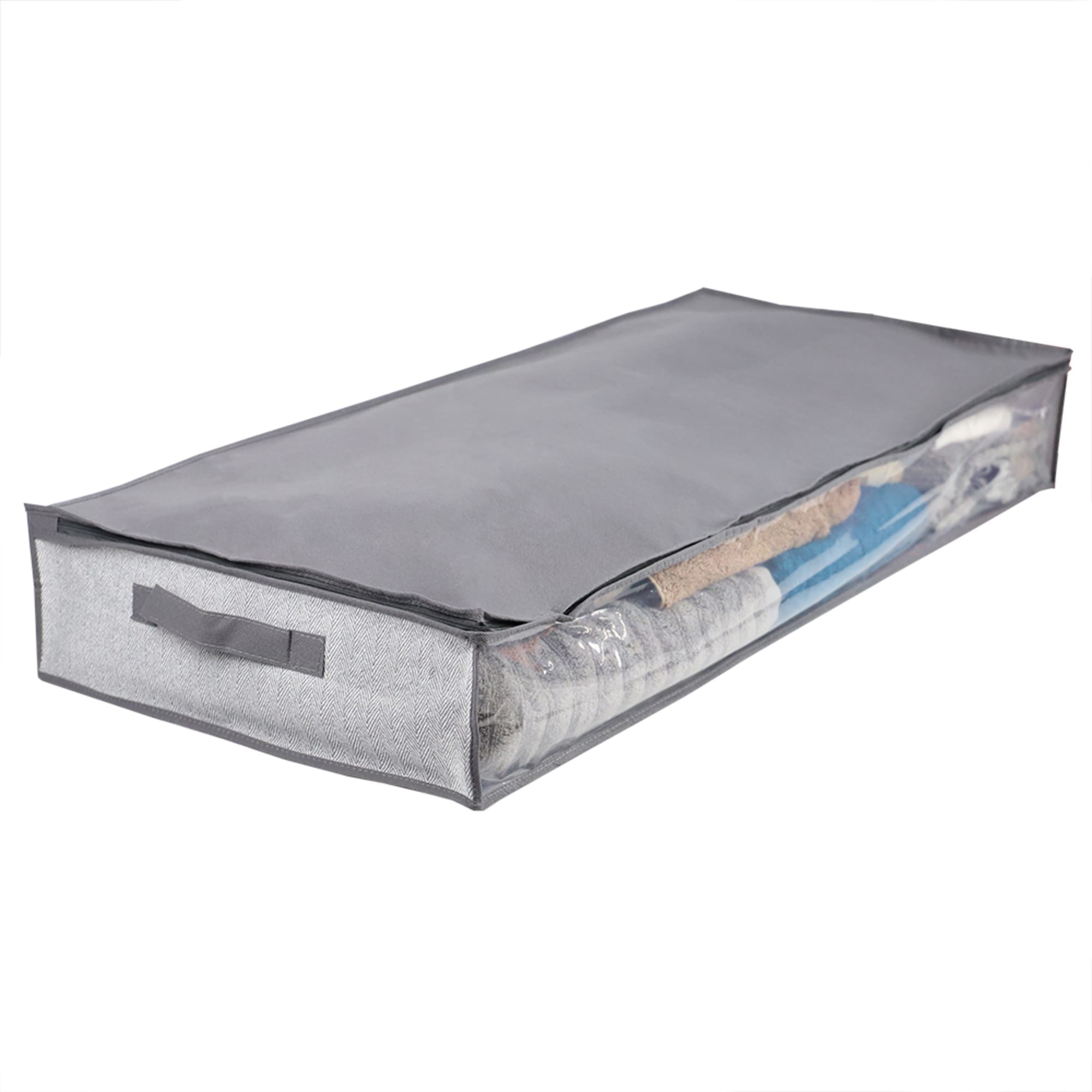 Home Basics Herringbone Non-Woven Under the Bed Storage Bag with See-through Front Panel, Grey $4.00 EACH, CASE PACK OF 12