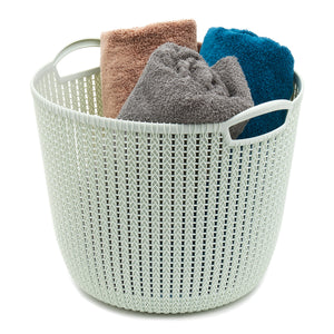 Home Basics Round Large Crochet Plastic Basket - Assorted Colors