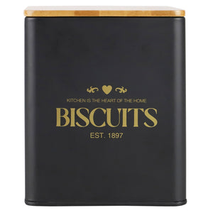 Home Basics Bistro 60 oz. Tin Biscuit Canister with Bamboo Lid, Black $7.00 EACH, CASE PACK OF 12