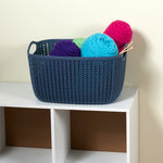 Load image into Gallery viewer, Home Basics 9L Crochet-Designed Plastic Basket, Blue $5.00 EACH, CASE PACK OF 12
