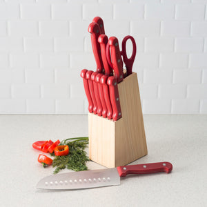 Home Basics 13 Piece Knife Set with Block, Red $10.00 EACH, CASE PACK OF 12