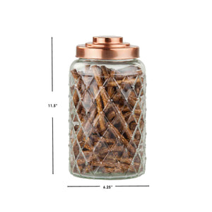 Home Basics Large 5.2 Lt Textured Glass Jar with Gleaming Air-Tight Copper Top $7.00 EACH, CASE PACK OF 3