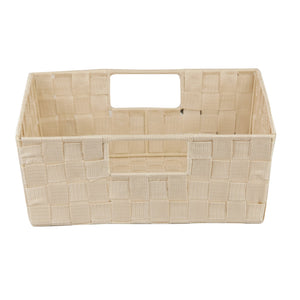 Home Basics Large Woven Strap Open Bin, Ivory $6.00 EACH, CASE PACK OF 6