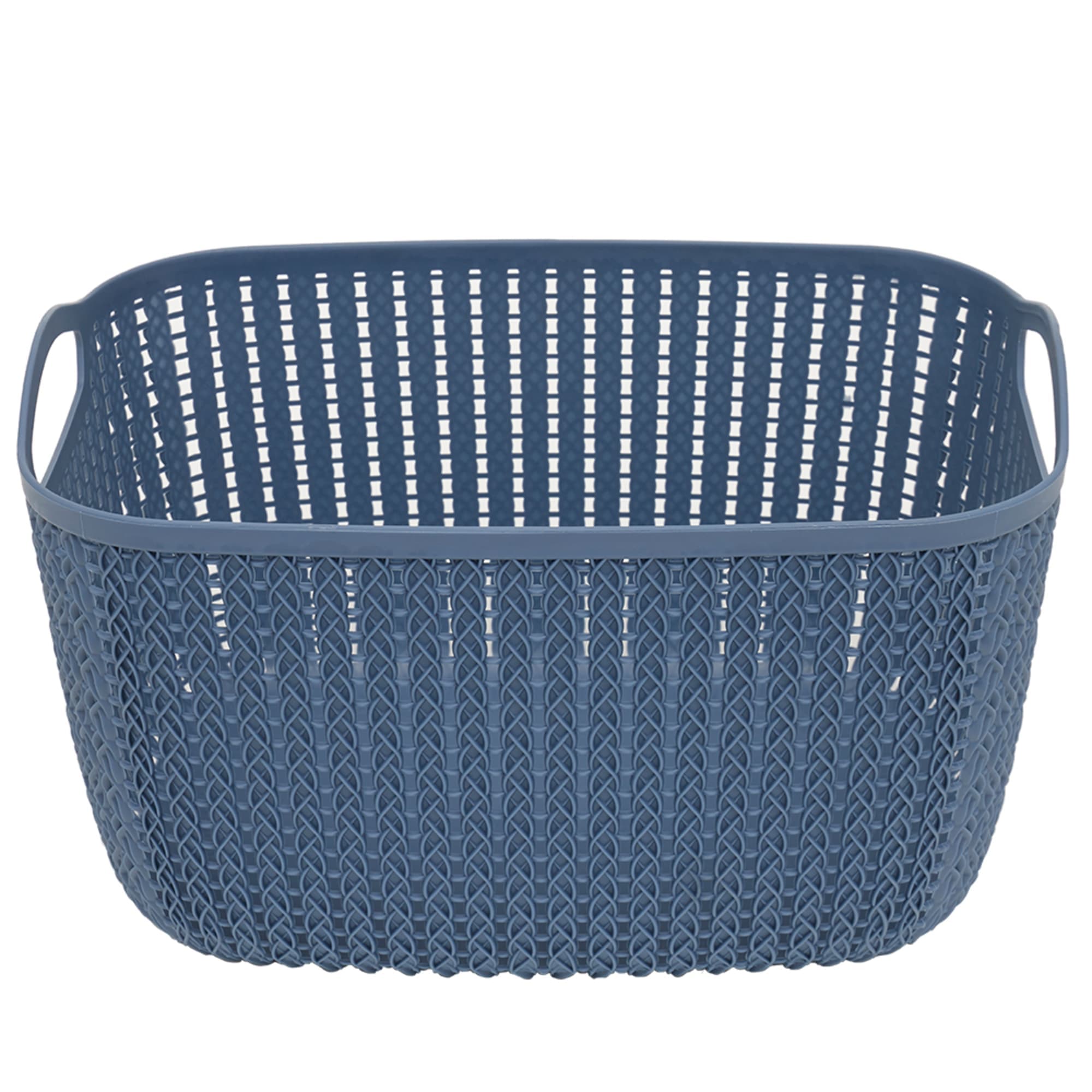 Home Basics 9L Crochet-Designed Plastic Basket, Blue $5.00 EACH, CASE PACK OF 12