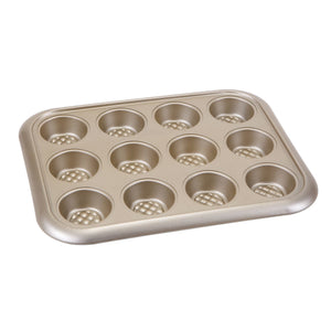 Home Basics Aurelia Non-Stick 12-Cup Carbon Steel Muffin Pan, Gold $8.00 EACH, CASE PACK OF 12