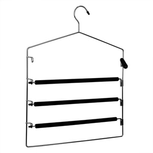 Home Basics 4 Tier Swinging Arm  Steel Pants Hanger with Soft Grip Foam Coated Rods, Black $5 EACH, CASE PACK OF 24