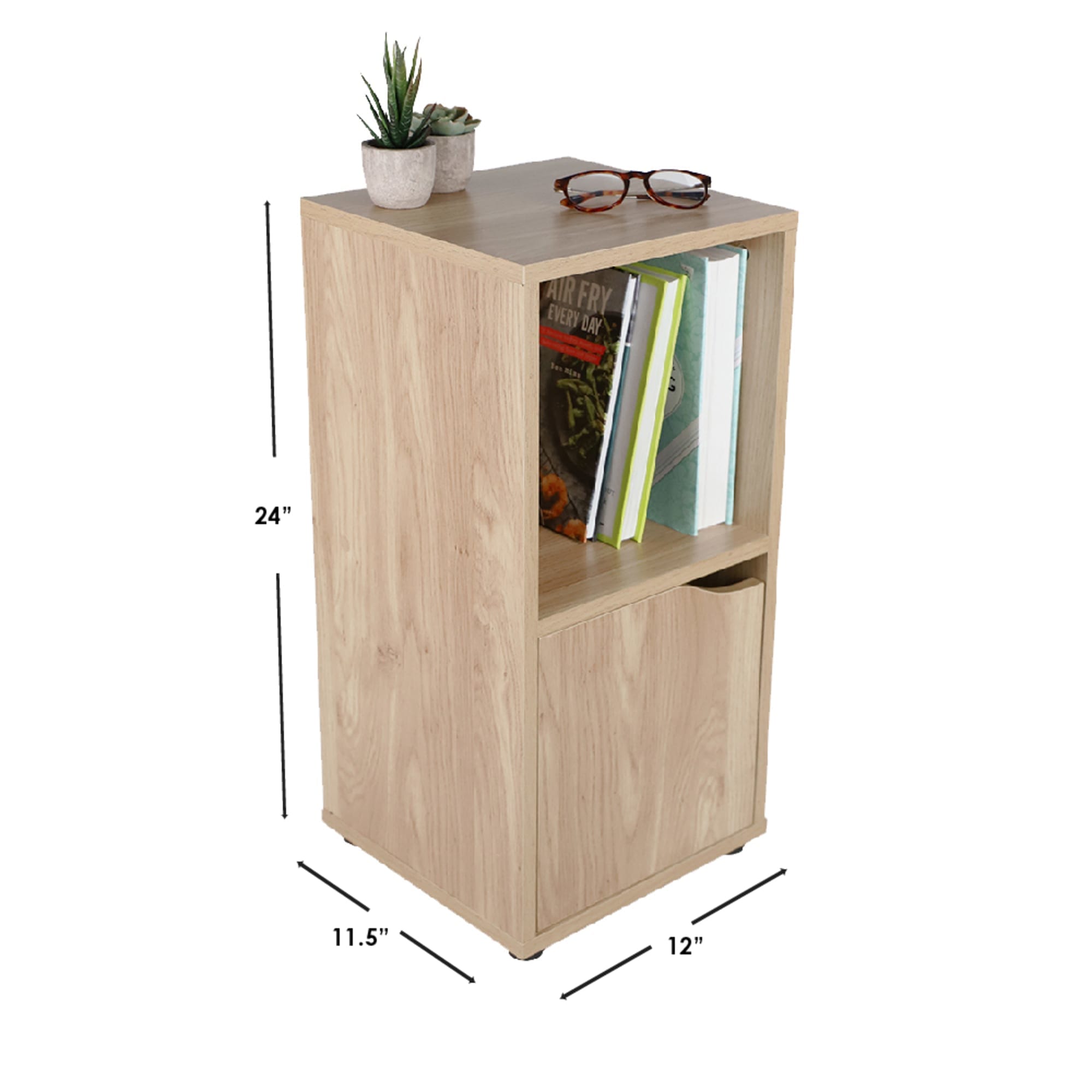Home Basics 2 Cube MDF Storage Shelf with Door, Natural $25.00 EACH, CASE PACK OF 1