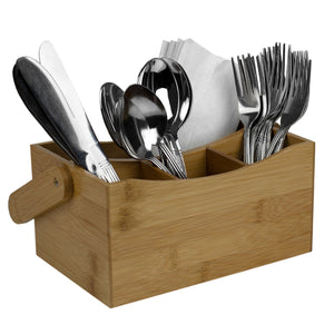Home Basics 4 Compartment Bamboo Flatware Caddy, Natural $10 EACH, CASE PACK OF 6