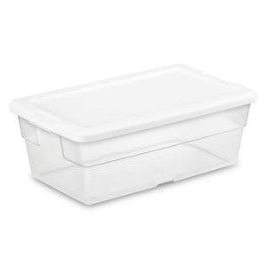  Sterilite 32 Quart ClearView Latch Box, Bin with Latching Lid,  Stackable, Organize Clothes, Shoes & Accessories in Closet, Clear Base & Lid,  6-Pack - Plastic Storage Containers