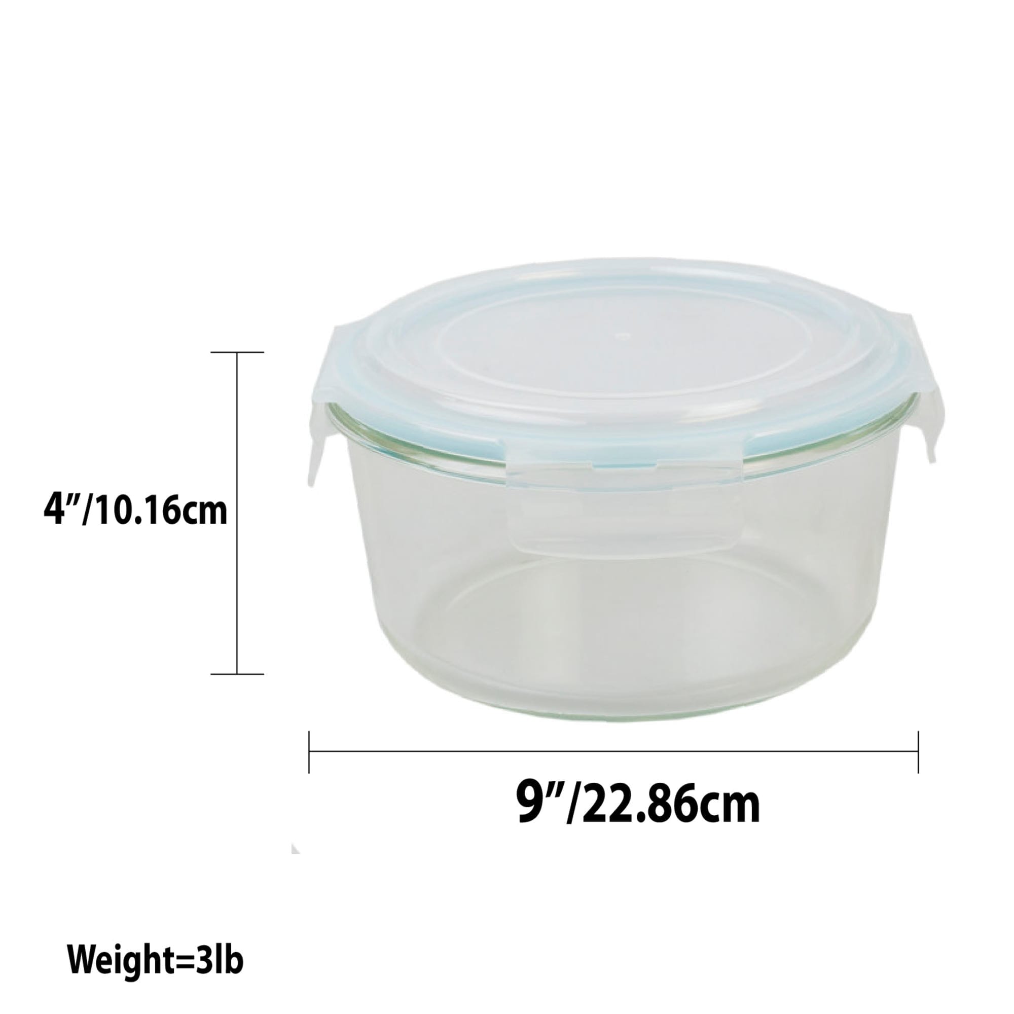 Home Basics 59 oz. Round Borosilicate Glass Food Storage Container with  Leak-Proof and Air-Tight Plastic Locking Lid $7.00 EACH, CASE PACK OF 12