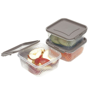 Home Basics Crystal 3 Piece Square Food Storage Containers with Locking Lids, (18.59 oz)
 $3 EACH, CASE PACK OF 12
