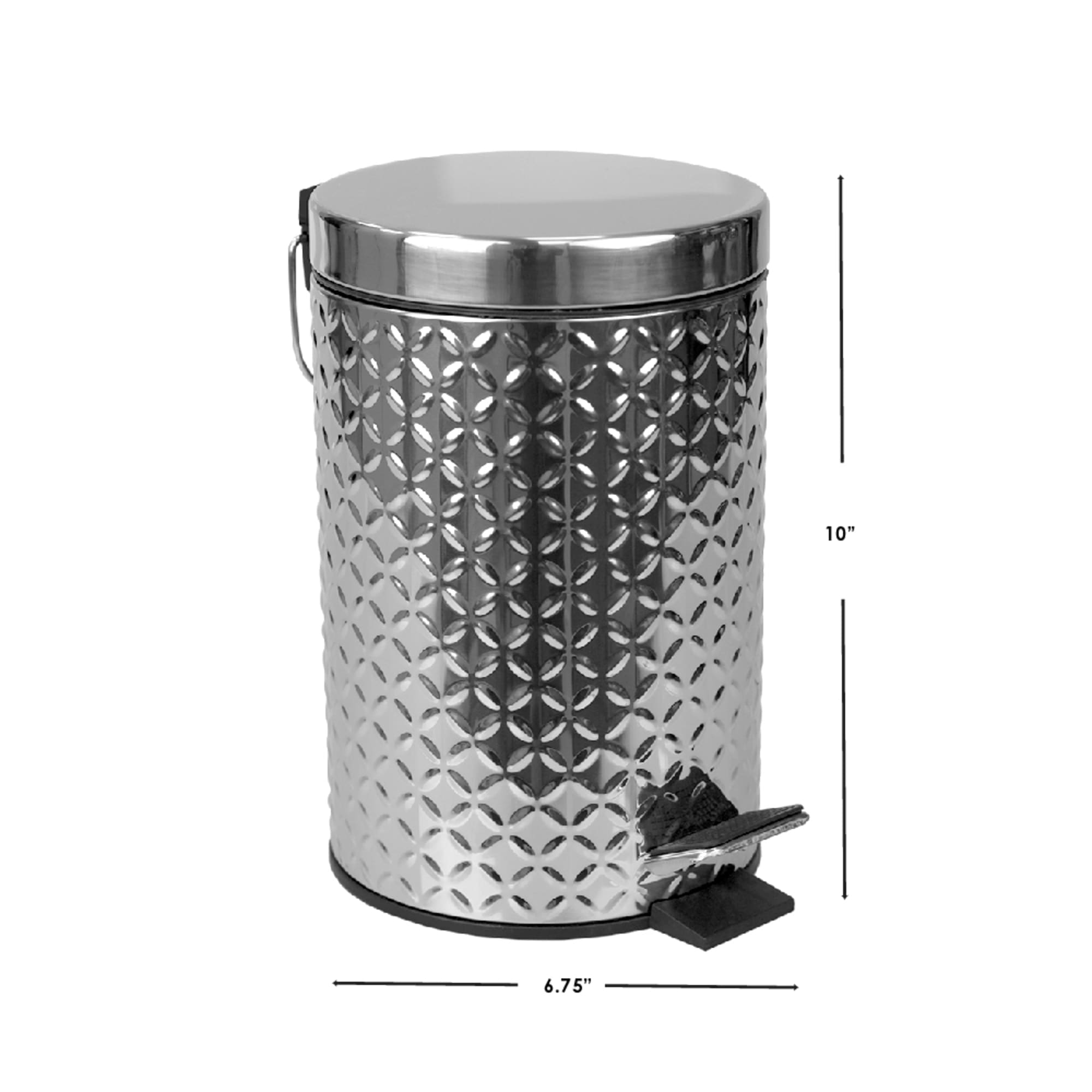 Home Basics Embossed Stainless Steel  3 Lt  Waste Bin, Silver $10.00 EACH, CASE PACK OF 6