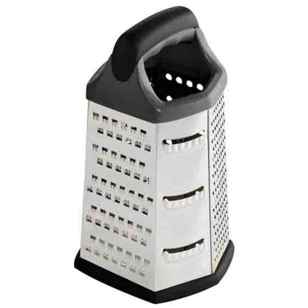Home Basics 6 Sided Stainless Steel Box Cheese Grater with Non-Skid Rubber Base - Assorted Colors