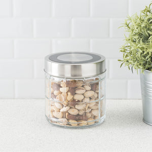 Home Basics Chex Collection 22 oz. Small Glass Canister  $2.00 EACH, CASE PACK OF 12