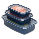 Load image into Gallery viewer, Home Basics 6 Piece Rectangular Plastic Meal Prep Set, Blue $6.00 EACH, CASE PACK OF 7
