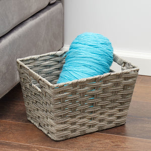Home Basics Medium Faux Rattan Basket with Cut-out Handles, Grey $10.00 EACH, CASE PACK OF 6