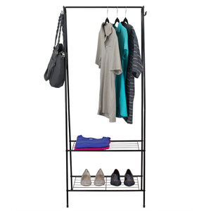 Home Basics 2 Shelf Free-Standing Garment Rack with Hooks, Black $20.00 EACH, CASE PACK OF 4