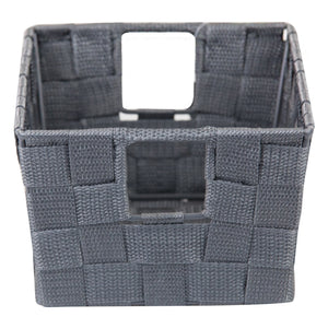 Home Basics Small Double Woven Polyester Strap Open Bin with Sturdy Steel Frame and Cut-out Handles, Grey $3.00 EACH, CASE PACK OF 6