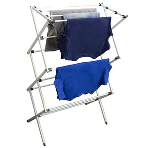 3 Tier Rust-Proof Enamel Coated Steel Collapsible Clothes Drying Rack, Grey, DRYING