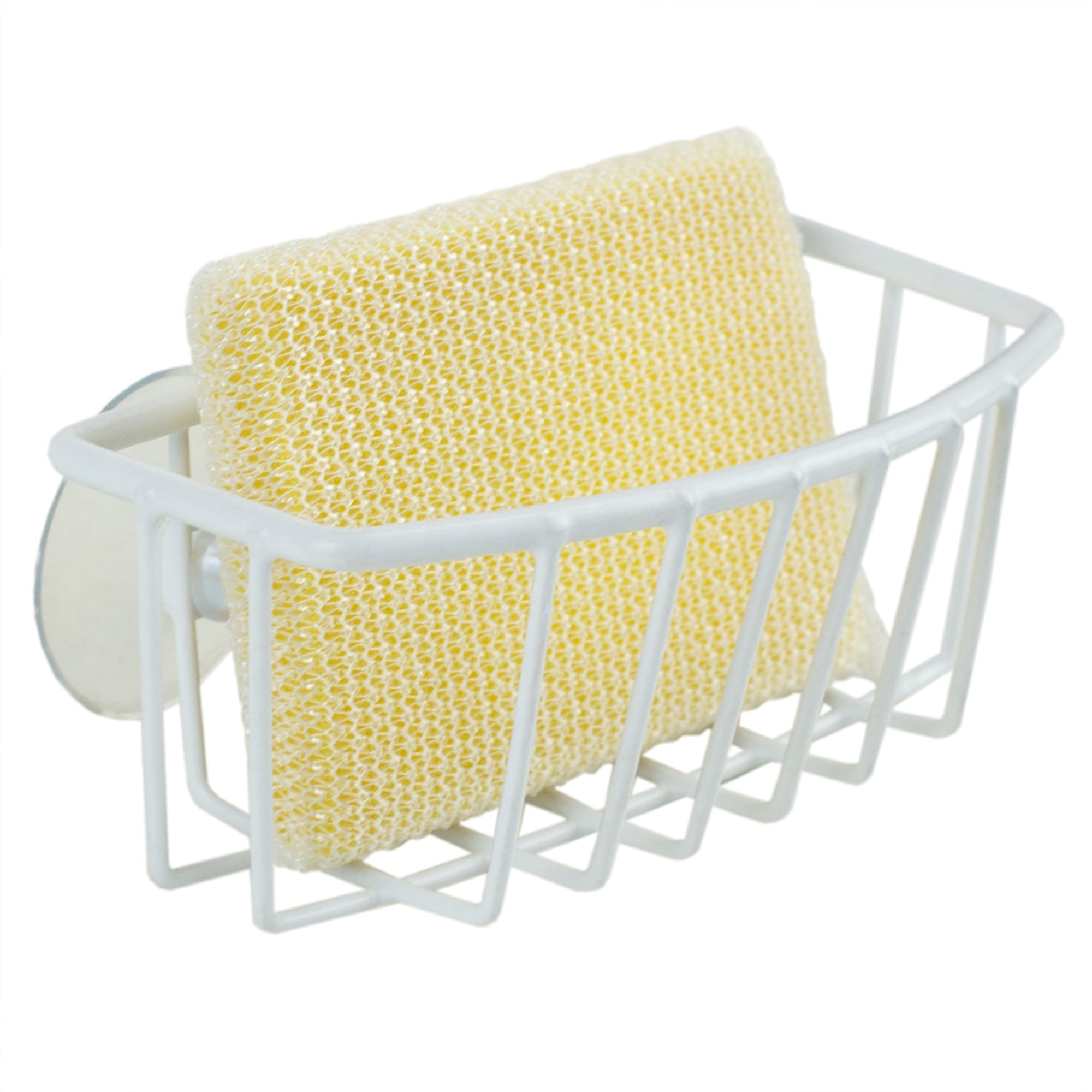 Home Basics Vinyl Coated Steel  Sponge Holder with Suction Cups, White $3.00 EACH, CASE PACK OF 24