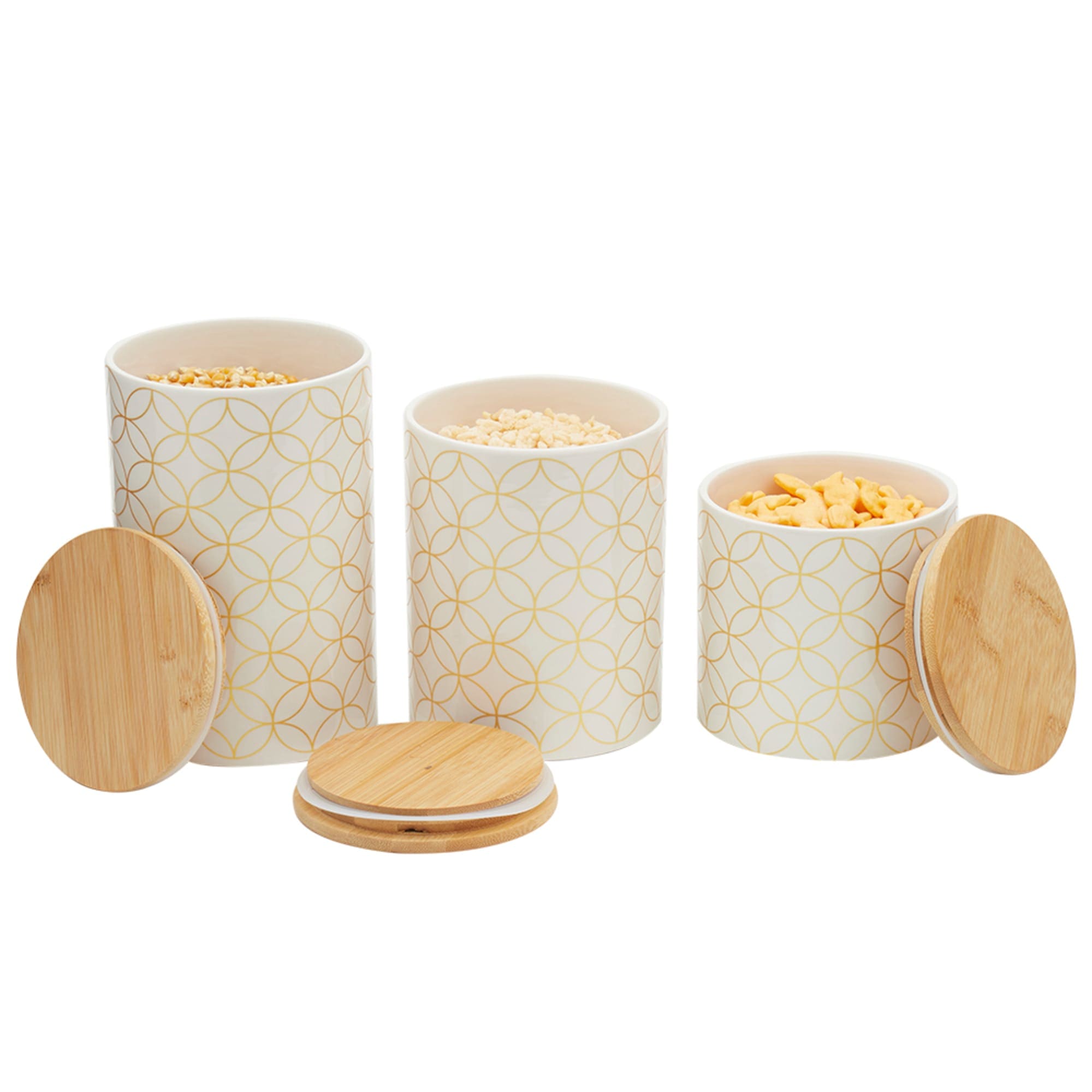 Home Basics Vescia 3 Piece Ceramic Canister Set with Bamboo Top, White
 $20.00 EACH, CASE PACK OF 3