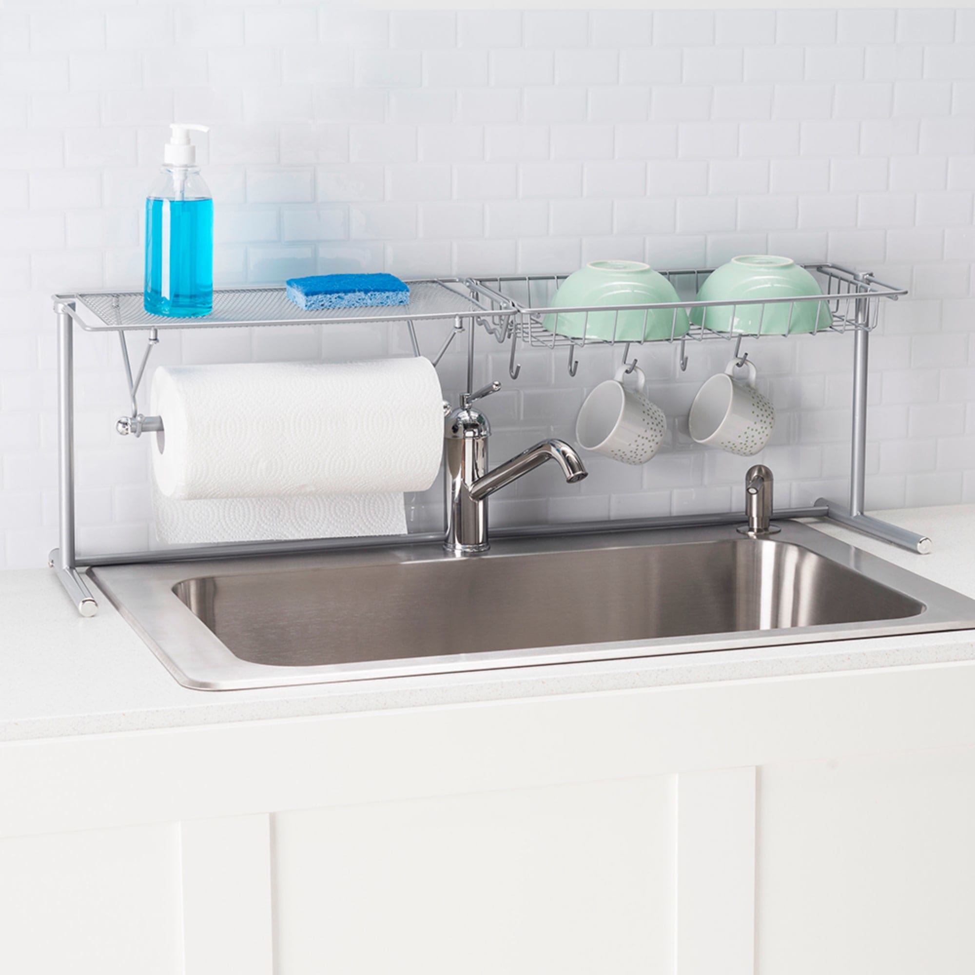 Home Basics Over the Sink Counter Kitchen Station, Chrome, KITCHEN  ORGANIZATION