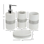 Load image into Gallery viewer, Home Basics 4 Piece Ceramic Luxury Bath Accessory Set with Stunning Sequin Accents, White $10.00 EACH, CASE PACK OF 12
