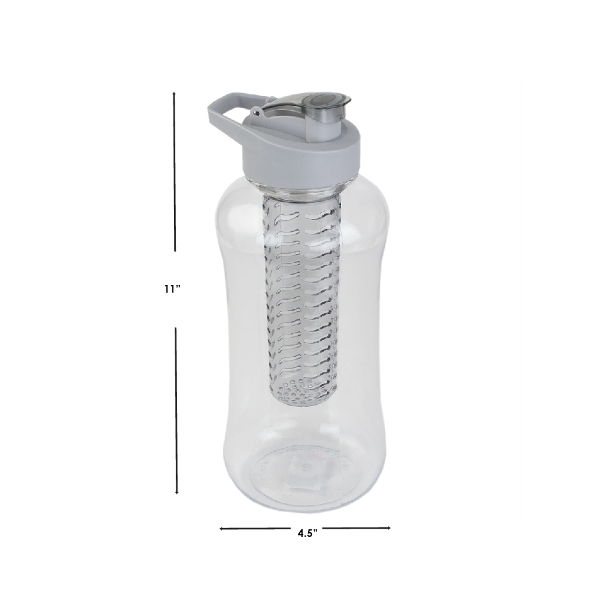 Home Basics 60 oz. Plastic Infuser Travel Bottle, Grey $5.00 EACH, CASE PACK OF 12