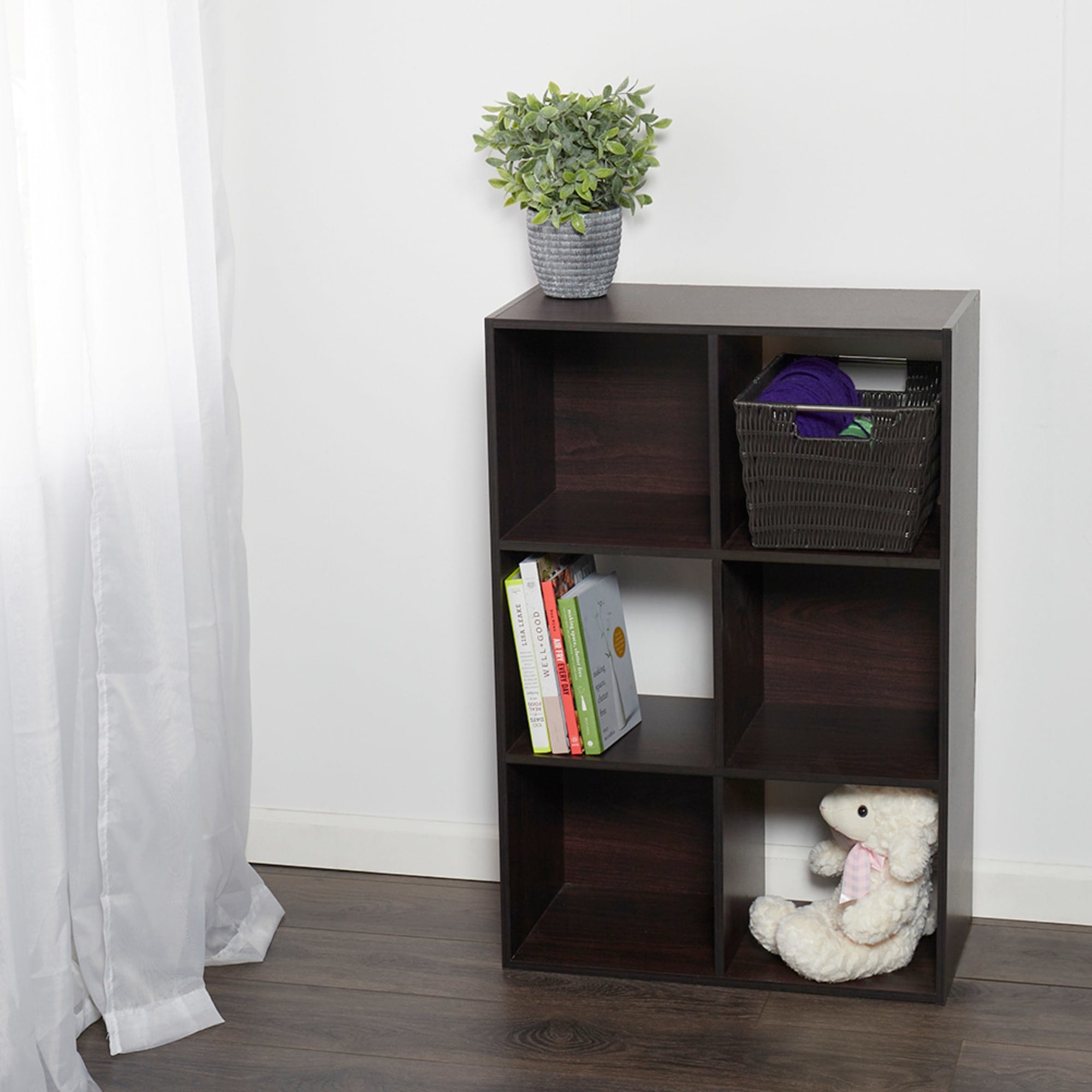 Home Basics Open and Enclosed 6 Cube MDF Storage Organizer, Espresso $40 EACH, CASE PACK OF 1