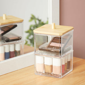 Home Basics 2 Tier Cosmetic Organizer with Bamboo Lid $6.00 EACH, CASE PACK OF 12