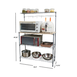 Home Basics 4 Tier Microwave Stand with Wood Tabletop, Chrome $65.00 EACH, CASE PACK OF 1