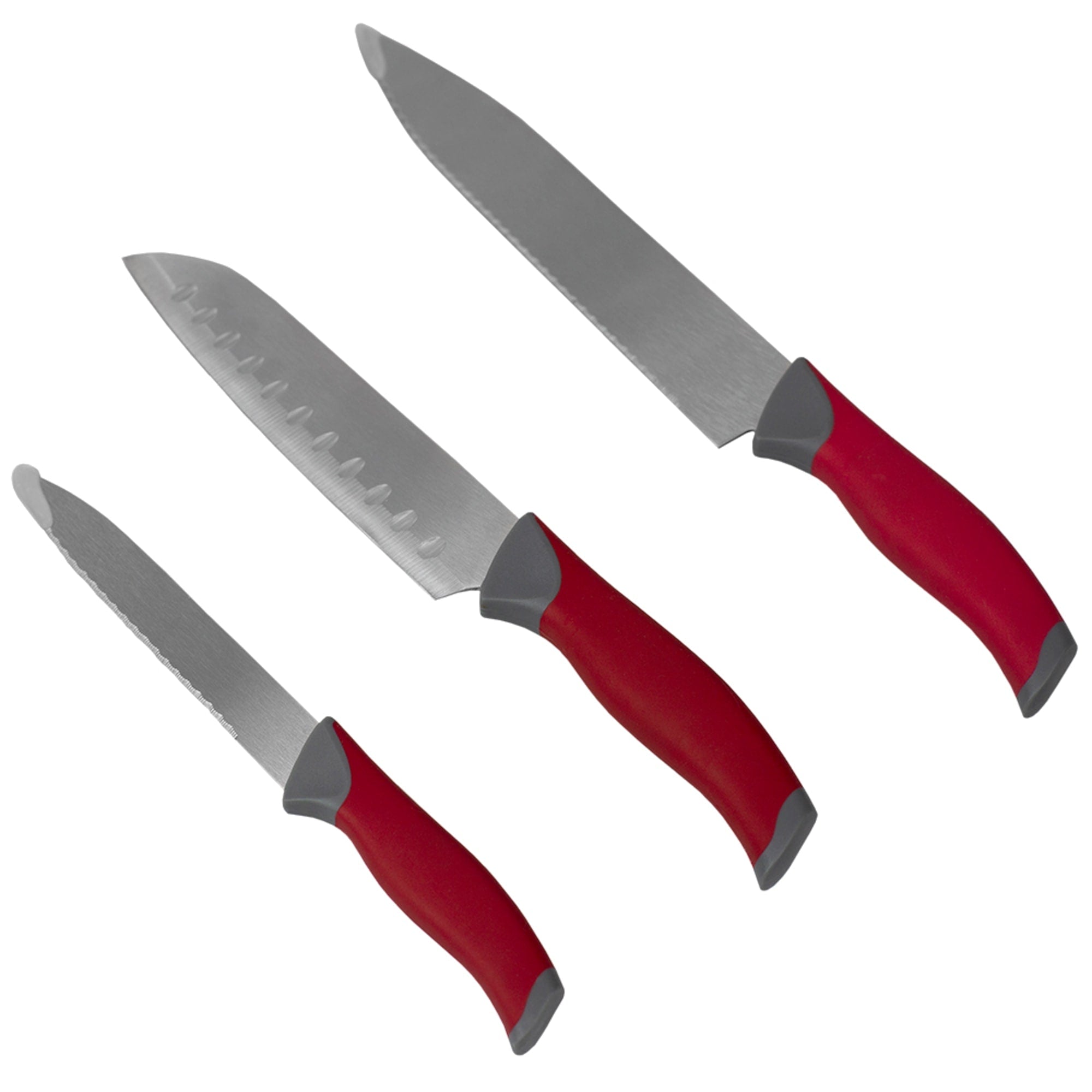 Home Basics Stainless Steel Knife Set with Non-Slip Handles and Protective Bolster, Red $5.00 EACH, CASE PACK OF 12