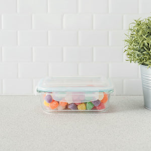 Home Basics 20 oz. Rectangular Borosilicate Glass Food Storage Container $4.00 EACH, CASE PACK OF 12