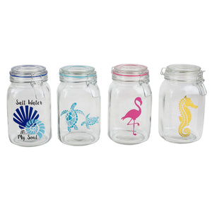 Home Basics Coastal Collection 51 oz. Glass Jar - Assorted Colors