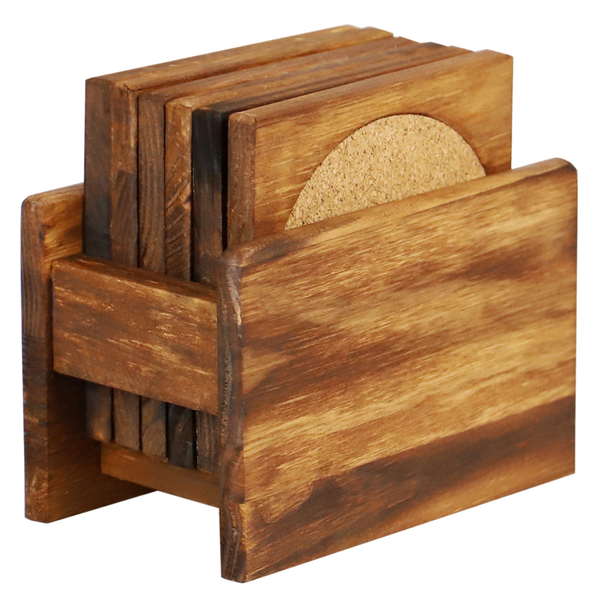 Home Basics Pine Wood Square Coasters with Absorbent Cork Insert, (Set of 6), and Holder $6.00 EACH, CASE PACK OF 12