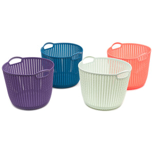 Home Basics Round Medium Crochet Plastic Basket - Assorted Colors