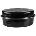 Load image into Gallery viewer, Home Basics Deep Oval Natural Non-Stick 14” Enameled Carbon Steel Roaster Pan with Lid, Black $25.00 EACH, CASE PACK OF 3
