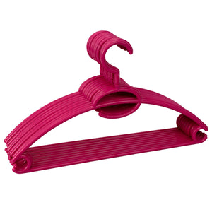 Home Basics Tubular Plastic Hanger with Concave Sides and Center Accessory Hook, (Pack of 10), Fuchsia $5.00 EACH, CASE PACK OF 12