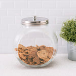 Load image into Gallery viewer, Home Basics X-Large 131.87 oz. Round Glass Candy Storage Jar with Stainless Steel Top, Clear $8.00 EACH, CASE PACK OF 6
