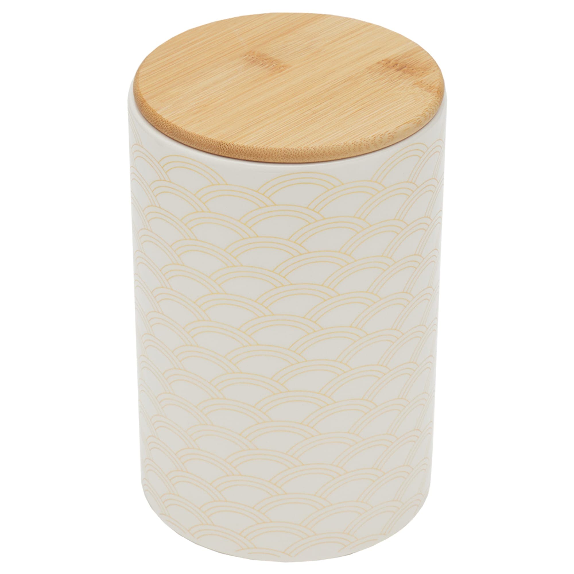 Home Basics Scallop Large Ceramic Canister with Bamboo Top $7.00 EACH, CASE PACK OF 12