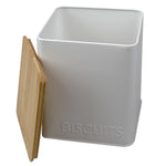 Load image into Gallery viewer, Home Basics Biscuits Tin Canister with Bamboo Top, White $5.00 EACH, CASE PACK OF 12
