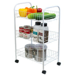 Load image into Gallery viewer, Home Basics Multi-Purpose Rolling Metal Kitchen Trolley, White $10.00 EACH, CASE PACK OF 6
