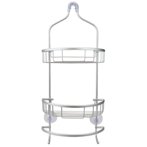 Home Basics 2 Tier Aluminum Suctioned Shower Caddy with Towel Rack and Integrated Hooks, Silver $15 EACH, CASE PACK OF 6