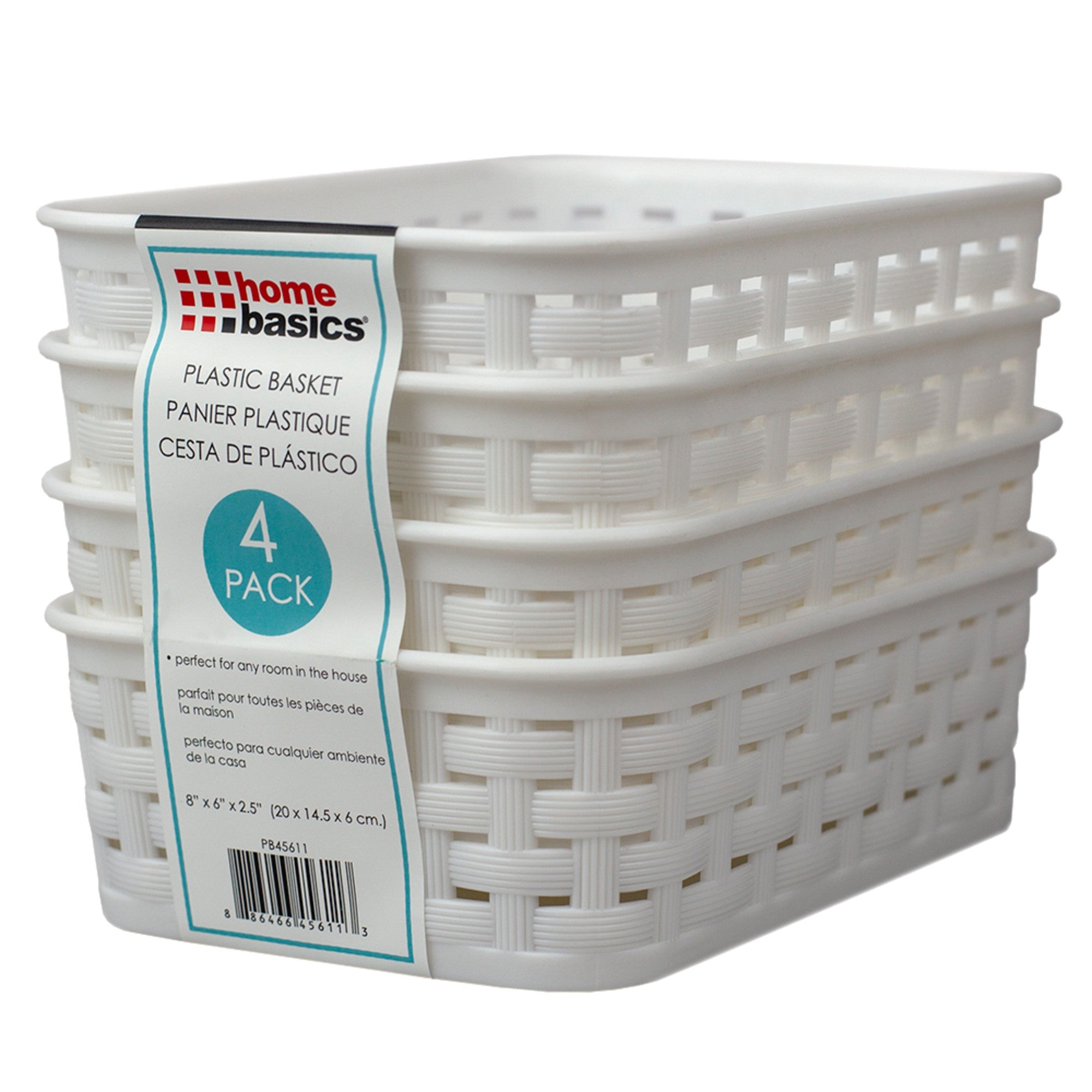 Home Basics Crossweave 7.75 x 5.25 x 2.5 Multi-Purpose Stackable Plastic  Storage Basket, (Pack of 4), STORAGE ORGANIZATION
