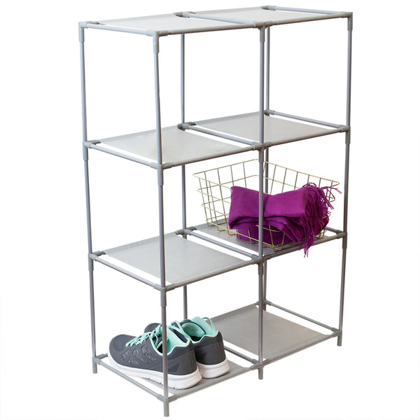 Home Basics Multi-Purpose Free-Standing 6 Cubed Organizing Storage Shelf,  Grey, STORAGE ORGANIZATION