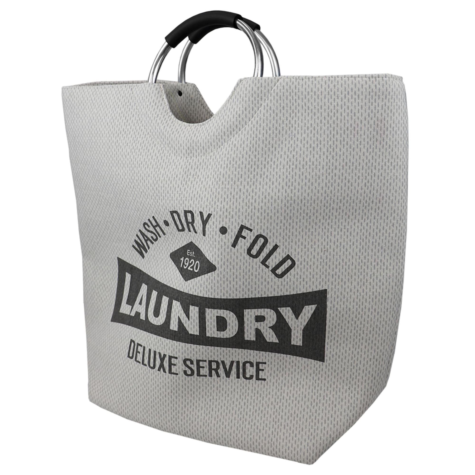 Home Basics Deluxe Service Wash Dry Fold Canvas Laundry Tote with Soft Grip Padded Aluminum Handles, Grey $12 EACH, CASE PACK OF 6