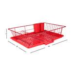 Load image into Gallery viewer, Home Basics 3 Piece Vinyl Dish Drainer with Self-Draining Drip Tray, Red $10.00 EACH, CASE PACK OF 6
