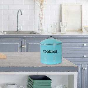 Home Basics Tin Cookie Jar, Turquoise $8.00 EACH, CASE PACK OF 4